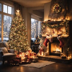 christmas tree with fireplace