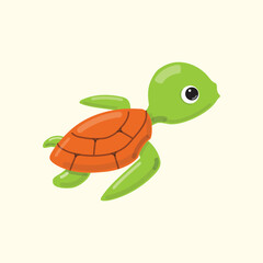 Cute sea turtle cartoon underwater. Vector illustration.