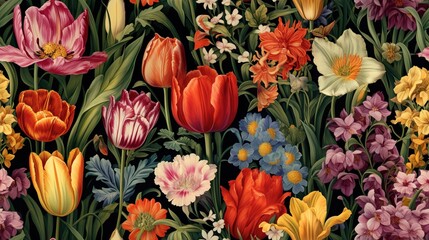 Fototapeta premium a bunch of flowers that are in a field of grass. generative ai