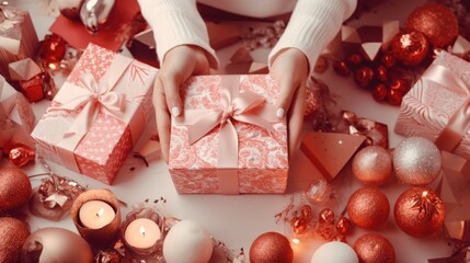 Merry Christmas and a happy new year. Festive xmas background. Holiday Christmas Gift box