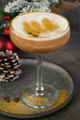 Christmas coffee drink with edible glitter