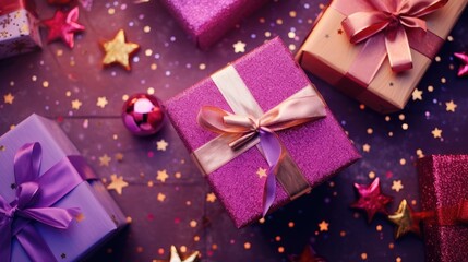 Fototapeta na wymiar Merry Christmas and a happy new year. Festive xmas background. Holiday Christmas Gift box