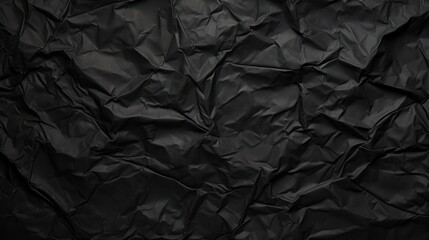 black crumpled paper on empty sheet background. copy text space.