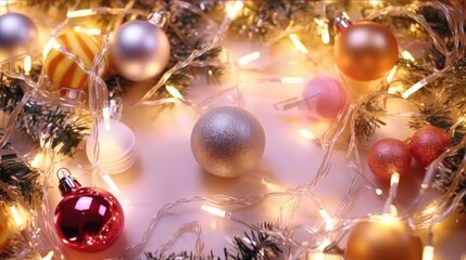 Obraz na płótnie Canvas Merry Christmas and a happy new year. Festive xmas background. Holiday Christmas