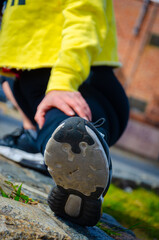 Woman doing exercise, stretching