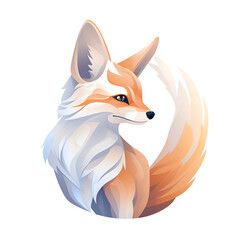 Fox Fennec Fox Vector Style Illustration Cartoon Style Logo White Background