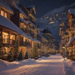 Calm street in Christmas winter