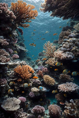 Naklejka na ściany i meble The underwater symphony with coral reefs