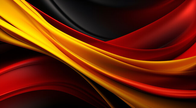Red and orange background with a black Abstract wavy glossy gold and red  with a wavy pattern A dynamic stylish.