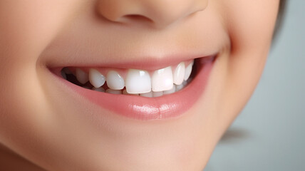 Obraz premium Perfect white teeth smile of a kid, close up
