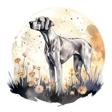 Greet Dane dog Watercolor generative Ai