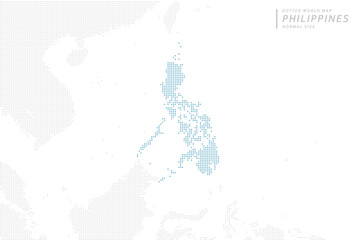 フィリピンを中心とした青いドットマップ、中サイズ。