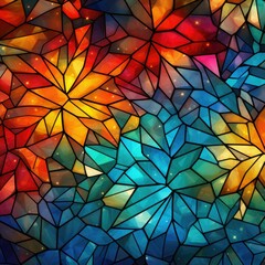 Abstract rainbow background in stained glass style
