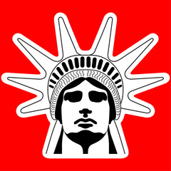 Statue of liberty portrait over red background