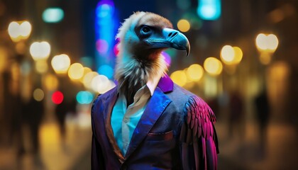 Anthromorphic Vulture  Wearing Fashionable Blazers