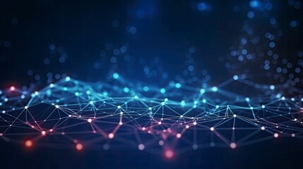 Abstract connected dots and lines. Motion of digital data flow.