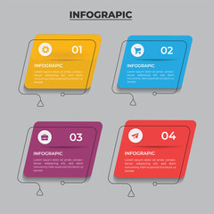 Business Infographic presentation template with 4 options, perfect for marketing, promotion design element.
