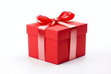Obraz premium Gift box with red ribbon isolated on white background.
