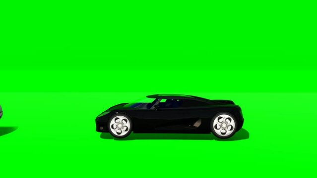 3D Render Super Car In Green Screen 