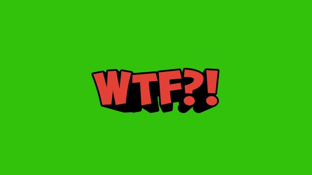 wtf 3D Shiny Text on green background animation. 4K motion animation.