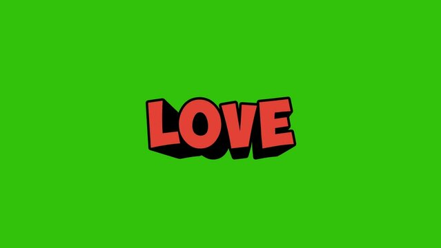 love 3D Shiny Text on green background animation. 4K motion animation.