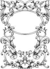 Black and White Vintage border floral and wedding ornament
