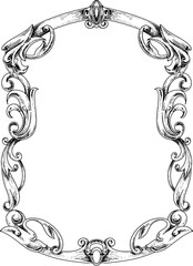Black and White Vintage border floral and wedding ornament
