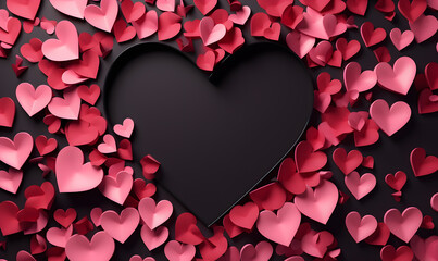 Valentine's Day paper cut heart. Love background with blank space. Generative AI