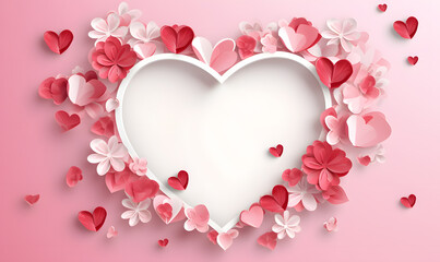 Valentine's Day paper cut heart. Love background with blank space. Generative AI