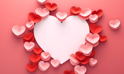 Valentine's Day paper cut heart. Love background with blank space. Generative AI