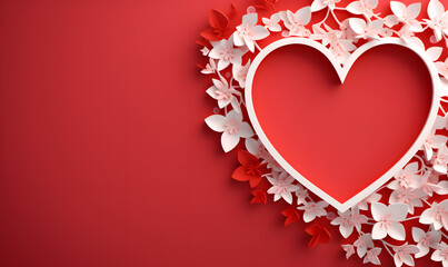 Valentine's Day paper cut heart. Love background with blank space. Generative AI