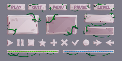 Stone made elements with mathematical signs on it , illustrated background