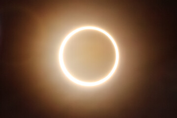 Photograph of an annular solar eclipse that occurred on October 14, 2023.   An annular solar...