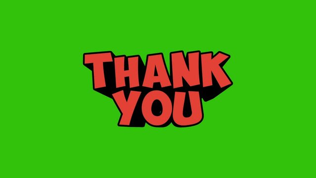 thank you 3D Shiny Text on green background animation. 4K motion animation.