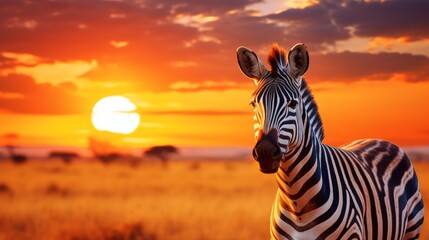 Burchell's Zebras at sunrise.