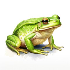 Obraz premium Watercolor green frog on white background.