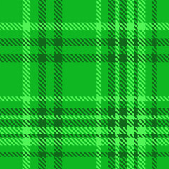 Green Tartan Plaid Seamless Pattern. Check fabric texture for flannel shirt, skirt, blanket
