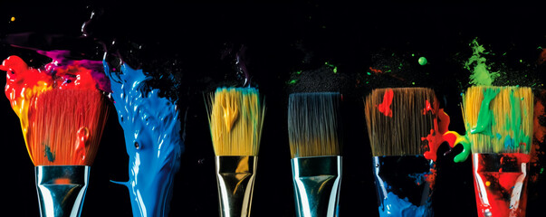  Colorful Brushes set. AI Generated