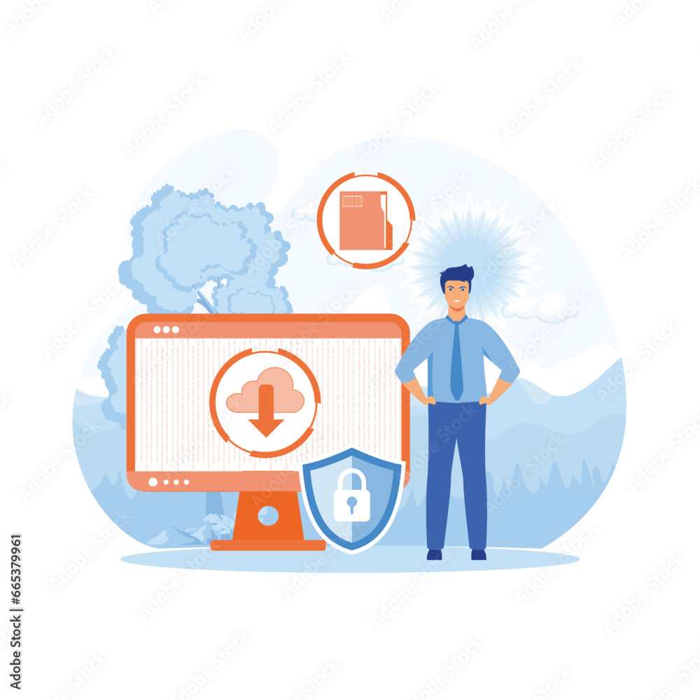Poster web hosting. concept of cloud computing, online database, technology, security, computer, web data c