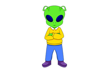 Cute Alien Character Design Illustration