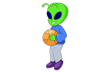 Cute Alien Character Design Illustration