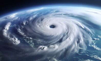 Super Typhoon, tropical storm, cyclone, tornado, over ocean. Weather background.