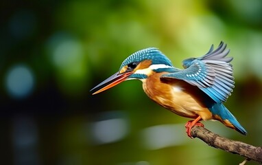 The common kingfisher wetlands bird colored feathers from different birds.