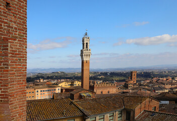 Obraz premium Tower of SIENA in ITALY Called TORRE DEL MANGIA from place called Facciatone