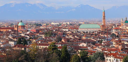 Panorama of Vicenza Town in Veneto Region in Norhern Italy