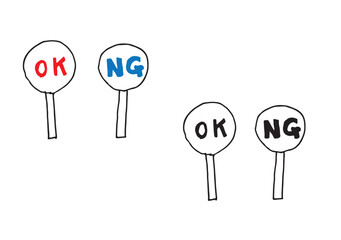 OK、NGの札（手書き）
