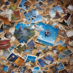 A disassembled jigsaw puzzle coming together in mid-air, symbolizing the process of therapy and understanding the mind's complexities.