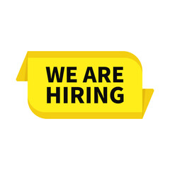 We Are Hiring In Yellow Rectangle Ribbon Shape For Advertisement Membership Subscription
