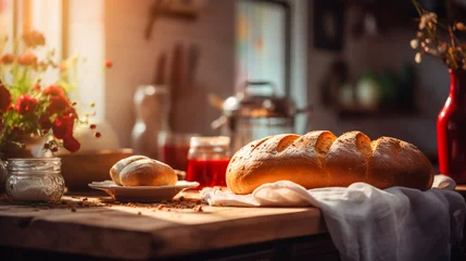 Selbstklebende Fototapeten Morning Light and Fresh Bread © EwaStudio