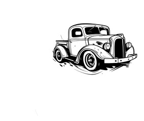 American Classic Truck Muscle Cars  Black and White hot rod cartoon. 